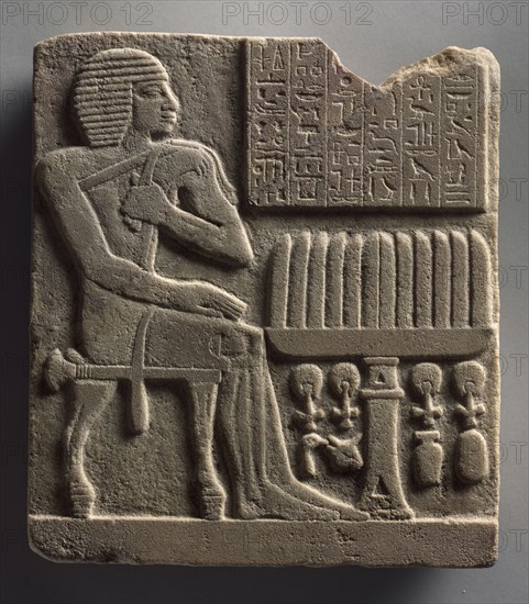 Stele of Djedatumiufankh, 664-525 BC. Egypt, Late Period, Dynasty 26. Brown quartzite; overall: 27.5 x 25 cm (10 13/16 x 9 13/16 in.).