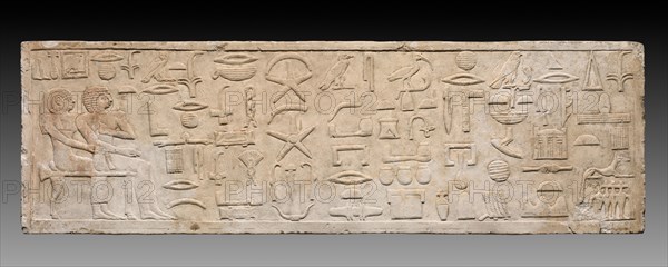 Lintel of Enseperi, 2454-2311 BC. Egypt, Giza, western cemetery, excavations of Montague Ballard, 1901-1902, Old Kingdom, Probably Dynasty 5, 2454-2311 BC. Limestone; overall: 29.5 cm (11 5/8 in.).