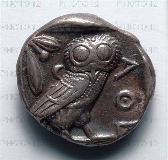Athenian Tetradrachm: Owl (reverse), 400s BC. Greece, 5th century BC. Silver; overall: 2.6 x 2.3 cm (1 x 7/8 in.).