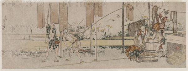 Dyers at Work, c. 1800. Katsushika Hokusai (Japanese, 1760-1849). Color woodblock print; sheet: 18.8 x 53 cm (7 3/8 x 20 7/8 in.).