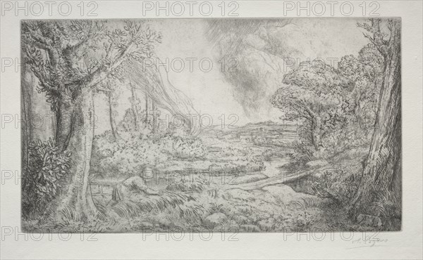 Landscape (Paysage). Alphonse Legros (French, 1837-1911). Etching