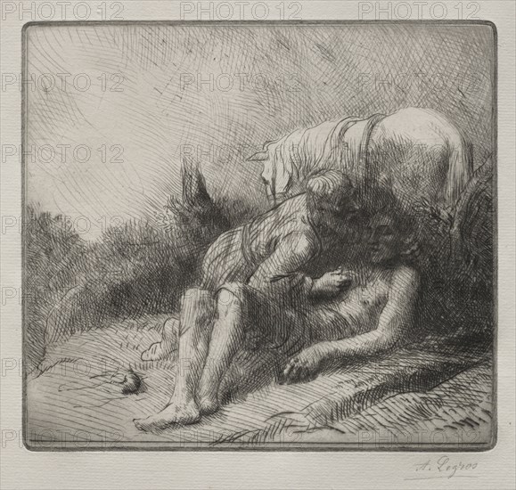 The Good Samaritan. Alphonse Legros (French, 1837-1911). Etching