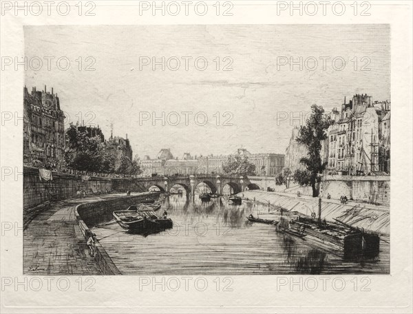 Vue prise du Pont S. Michel. Maxime Lalanne (French, 1827-1886). Etching