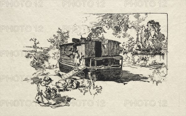 Bateau logement. Auguste Louis Lepère (French, 1849-1918). Wood engraving