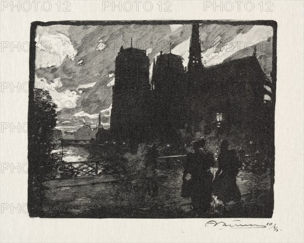 Notre Dame, le Soir. Auguste Louis Lepère (French, 1849-1918). Wood engraving