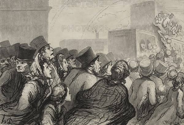 The Railway:  The Sunday Excursion. Honoré Daumier (French, 1808-1879). Wood engraving