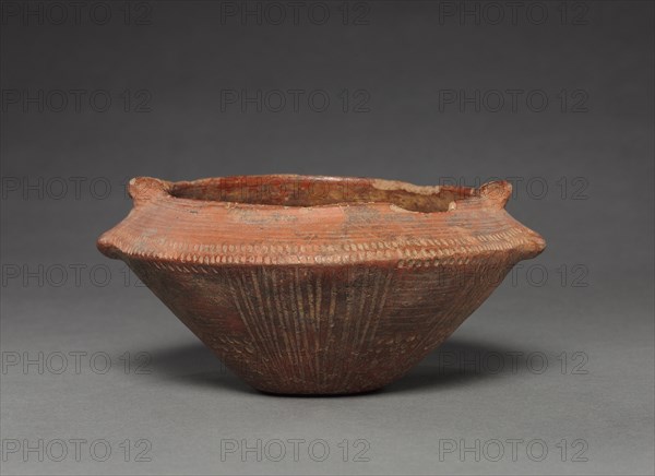 Dish, before 1550. Colombia, 15th-16th century. Red ware with incised patterns; diameter: 14.6 cm (5 3/4 in.); overall: 6.5 x 14.5 cm (2 9/16 x 5 11/16 in.).