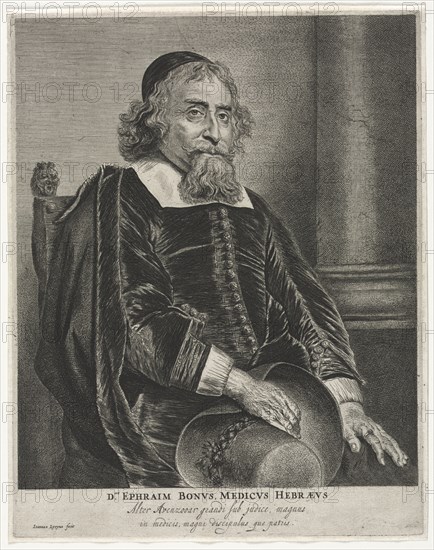 Ephraim Bonus. Jan Lievens (Dutch, 1607-1674). Etching