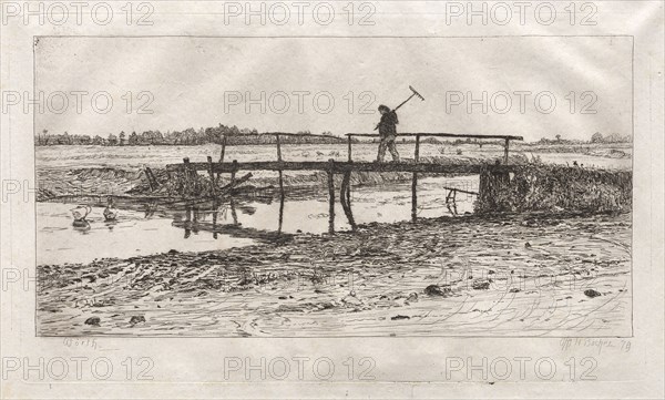 Footbridge, Worth, 1879. Otto H. Bacher (American, 1856-1909). Etching