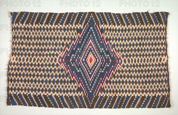 Saltillo Style Blanket/Sarape, c. 1860-1875. America, Native North American, Southwest, Rio Grande Hispanic, Post-Contact, Classic Period. Tapestry weave: wool; overall: 207 x 119.5 cm (81 1/2 x 47 1/16 in.).