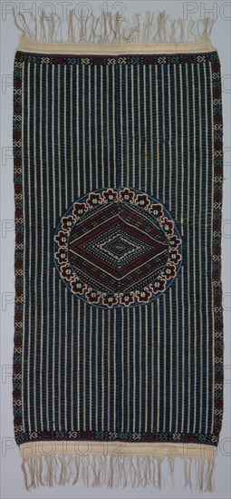 Sarape, c. 1840-1860. America, Native North American, Southwest, Mexico, Saltillo, Post-Contact, Classic Period. Tapestry weave: cotton and wool; overall: 200.7 x 106.7 cm (79 x 42 in.)