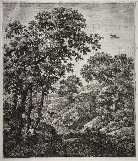 Elijah Fed by the Ravens. Anthonie Waterloo (Dutch, 1609/10-1690). Etching