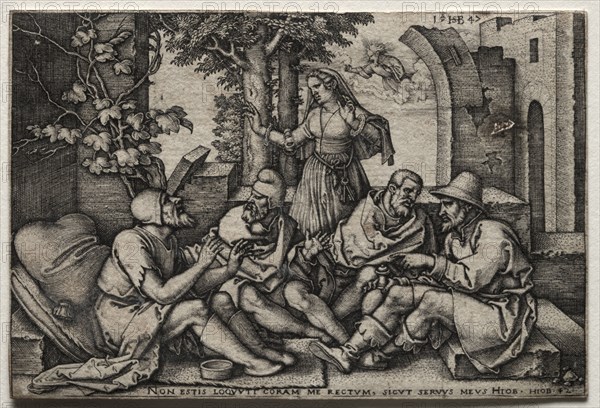 Job and His Friends. Hans Sebald Beham (German, 1500-1550). Engraving