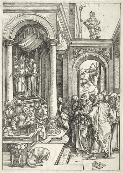 Life of the Virgin:  Presentation of the Young Virgin in the Temple, 1504-1505. Albrecht Dürer (German, 1471-1528). Woodcut