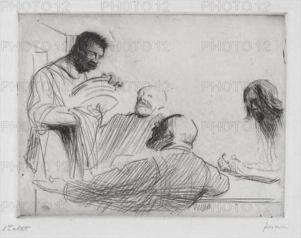 Avant le repas à Emmaus. Jean Louis Forain (French, 1852-1931). Etching