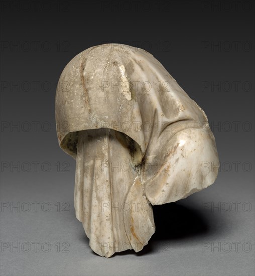 Head of a Mourner, 1400s. Spain, Poblet(?), 15th century. Marble; overall: 10.8 x 8.9 x 6.1 cm (4 1/4 x 3 1/2 x 2 3/8 in.).