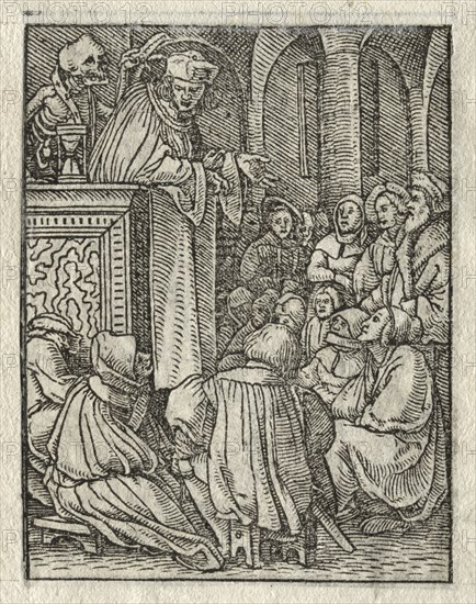 The Dance of Death:  The Preacher; The Priest. Hans Holbein (German, 1497/98-1543). Woodcut