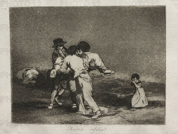 The Horrors of War:  Unhappy Mother. Francisco de Goya (Spanish, 1746-1828). Etching and aquatint