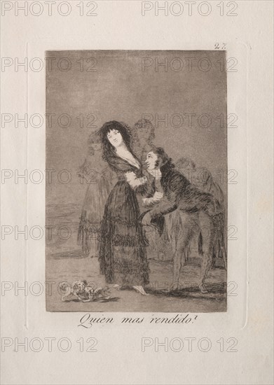 Caprichos:  Which of Them is the More Overcome?. Francisco de Goya (Spanish, 1746-1828). Etching and aquatint