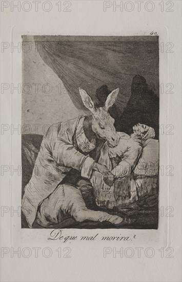 Caprichos:  Of What Ill Will He Die?, c. 1798. Francisco de Goya (Spanish, 1746-1828). Etching and aquatint; platemark: 21.4 x 15 cm (8 7/16 x 5 7/8 in.); paper: 31.2 x 20.4 cm (12 5/16 x 8 1/16 in.)