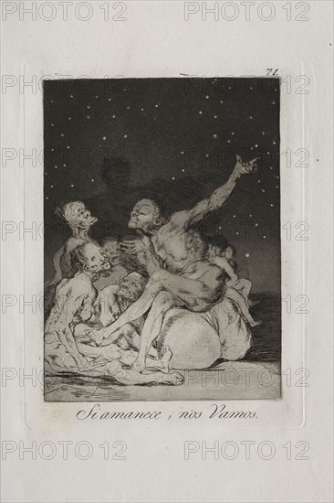 Caprichos:  When Day Breaks We Will Be Off. Francisco de Goya (Spanish, 1746-1828). Etching and aquatint