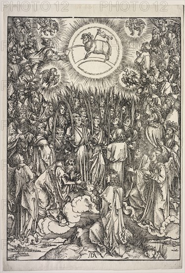 Revelation of St. John: The Adoration of the Lamb, 1511. Albrecht Dürer (German, 1471-1528). Woodcut