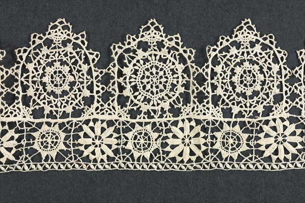 Needlepoint (Reticella) Lace Insertion and Edging, second half of 16th century. Italy, Genoa, second half of 16th century. Lace, needlepoint; average: 10.8 x 66.1 cm (4 1/4 x 26 in.)