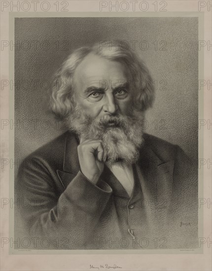 Henry Wadsworth Longfellow, 1875. J. Baker (American). Lithograph