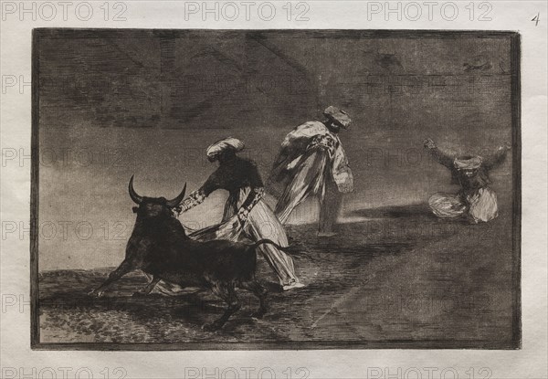 Bullfights:  They Play Another with the Cape in an Enclosure, 1876. Francisco de Goya (Spanish, 1746-1828). Engraving