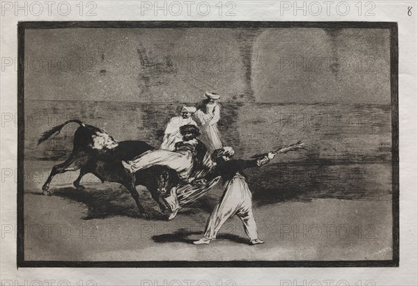 Bullfights:  A Moor Caught by a Bull in the Ring, 1876. Francisco de Goya (Spanish, 1746-1828). Engraving