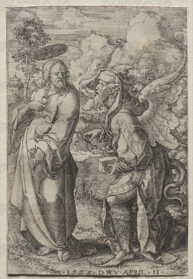 Temptation of Christ, 1525. Dirk Vellert (Netherlandish, 1480/85-1547). Engraving; sheet: 11.2 x 7.6 cm (4 7/16 x 3 in.)
