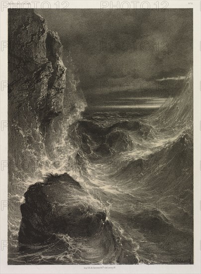 La Mer, 1851. Alexandre Calame (Swiss, 1810-1864). Lithograph