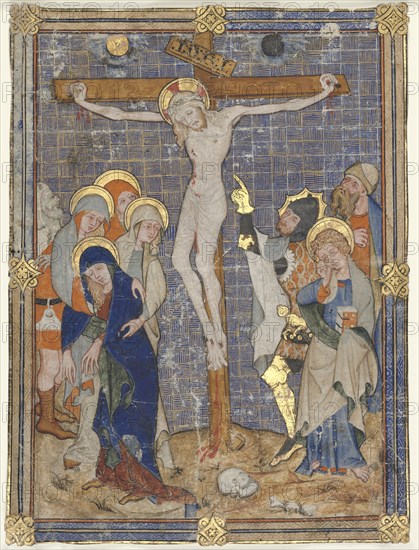 Single Miniature Excised from a Missal: The Crucifiction, c. 1385-1390. Flanders, Bruges, 14th century. Ink, tempera, and gold on parchment; sheet: 27.3 x 20.3 cm (10 3/4 x 8 in.).