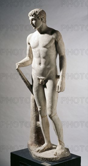 Statue of an Athlete, 1-100. Italy, Roman, 1st Century. Marble; overall: 173.9 cm (68 7/16 in.).