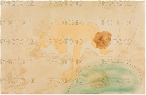 The Reflection, c. 1900-10. Hand B, style of Auguste Rodin (French, 1840-1917). Graphite and watercolor; sheet: 32 x 49.3 cm (12 5/8 x 19 7/16 in.).
