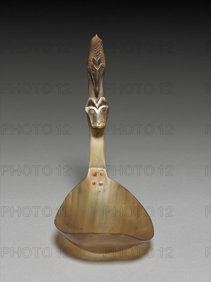 Spoon, late 1800s-early 1900s. America, Native North American, Northwest Coast, Tlingit ?, late 19th Century. Horn, copper; overall: 10 x 9.7 cm (3 15/16 x 3 13/16 in.).