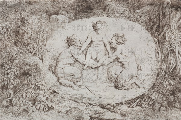 Bacchanales:  Nymph Supported by Two Satyrs, 1763. Jean-Honoré Fragonard (French, 1732-1806). Etching; sheet: 13.3 x 20 cm (5 1/4 x 7 7/8 in.)