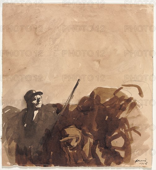 Soldier in a Trench, 1915. Jean Louis Forain (French, 1852-1931). Pen and brown ink and brush and brown wash; sheet: 20.5 x 19.1 cm (8 1/16 x 7 1/2 in.).