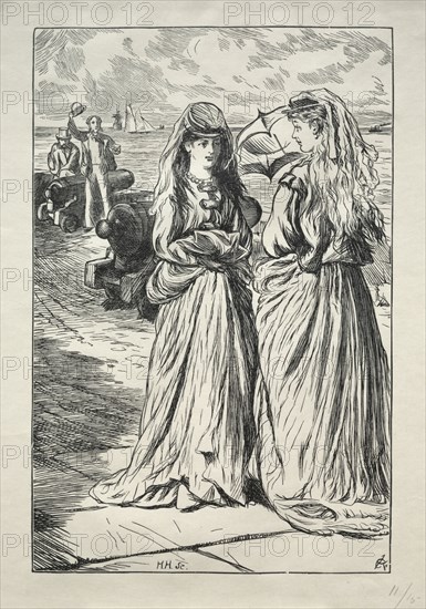Lady Nelly - the Flirt, 1865. Charles Samuel Keene (British, 1823-1891). Wood engraving