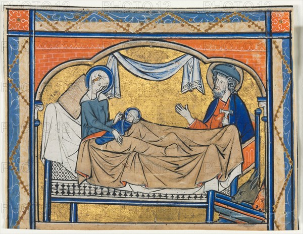 Miniature Excised from a Psalter: The Nativity, c. 1270. England, London(?), 13th century. Ink, tempera, and gold on vellum; sheet: 9.5 x 12.2 cm (3 3/4 x 4 13/16 in.)