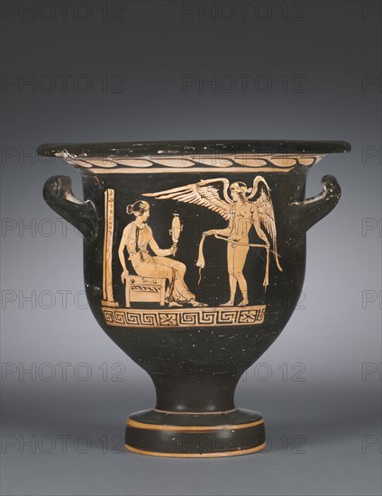 Bell Krater, 300s BC. Greece, Apulia, 4th Century BC. Red-figure terracotta; overall: 30.5 cm (12 in.).
