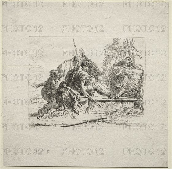 Various Caprices:  The Two Soldiers and the Two Women, 1785. Giovanni Battista Tiepolo (Italian, 1696-1770). Etching