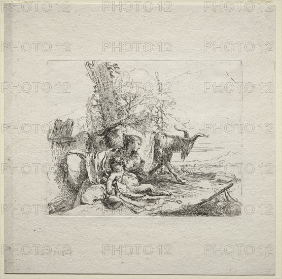 Various Caprices:  The Woman with Tambourine, 1785. Giovanni Battista Tiepolo (Italian, 1696-1770). Etching