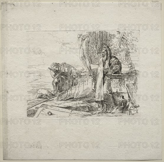 Various Caprices:  The Philosopher Standing with Book, 1785. Giovanni Battista Tiepolo (Italian, 1696-1770). Etching