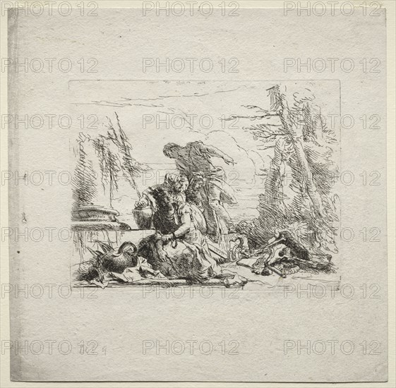 Various Caprices:  The Woman in Handcuffs, 1785. Giovanni Battista Tiepolo (Italian, 1696-1770). Etching