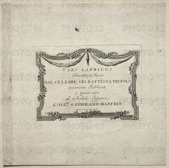 Various Caprices, 1785. Giovanni Battista Tiepolo (Italian, 1696-1770). Etching