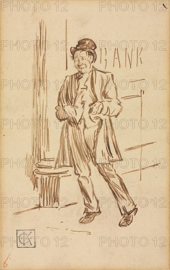 Study of a Drunken Man Passing a Bank. Charles Samuel Keene (British, 1823-1891). Pen and ink; sheet: 18 x 11.3 cm (7 1/16 x 4 7/16 in.).