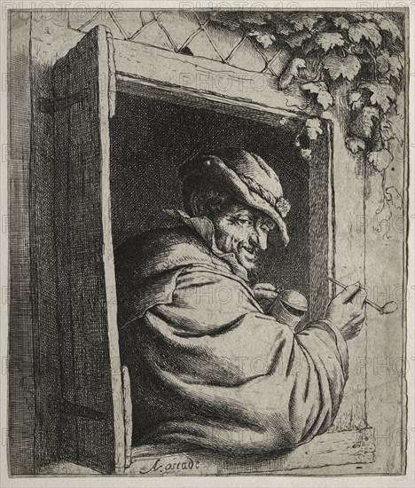The Smoker at the Window. Adriaen van Ostade (Dutch, 1610-1684). Etching