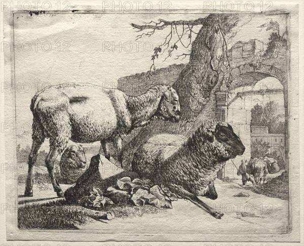 The Muleteer under the Gateway, 1665. Johann Heinrich Roos (German, 1631-1685). Etching