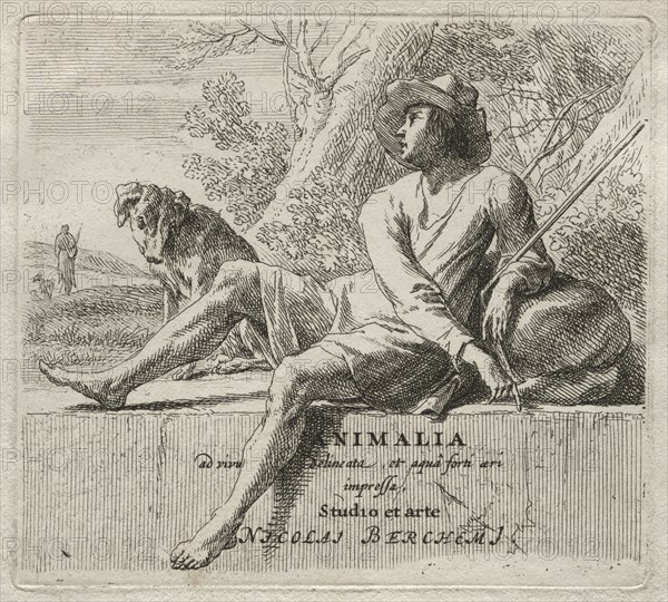 Shepherd and Dog. Nicolaes Berchem (Dutch, 1620-1683). Etching